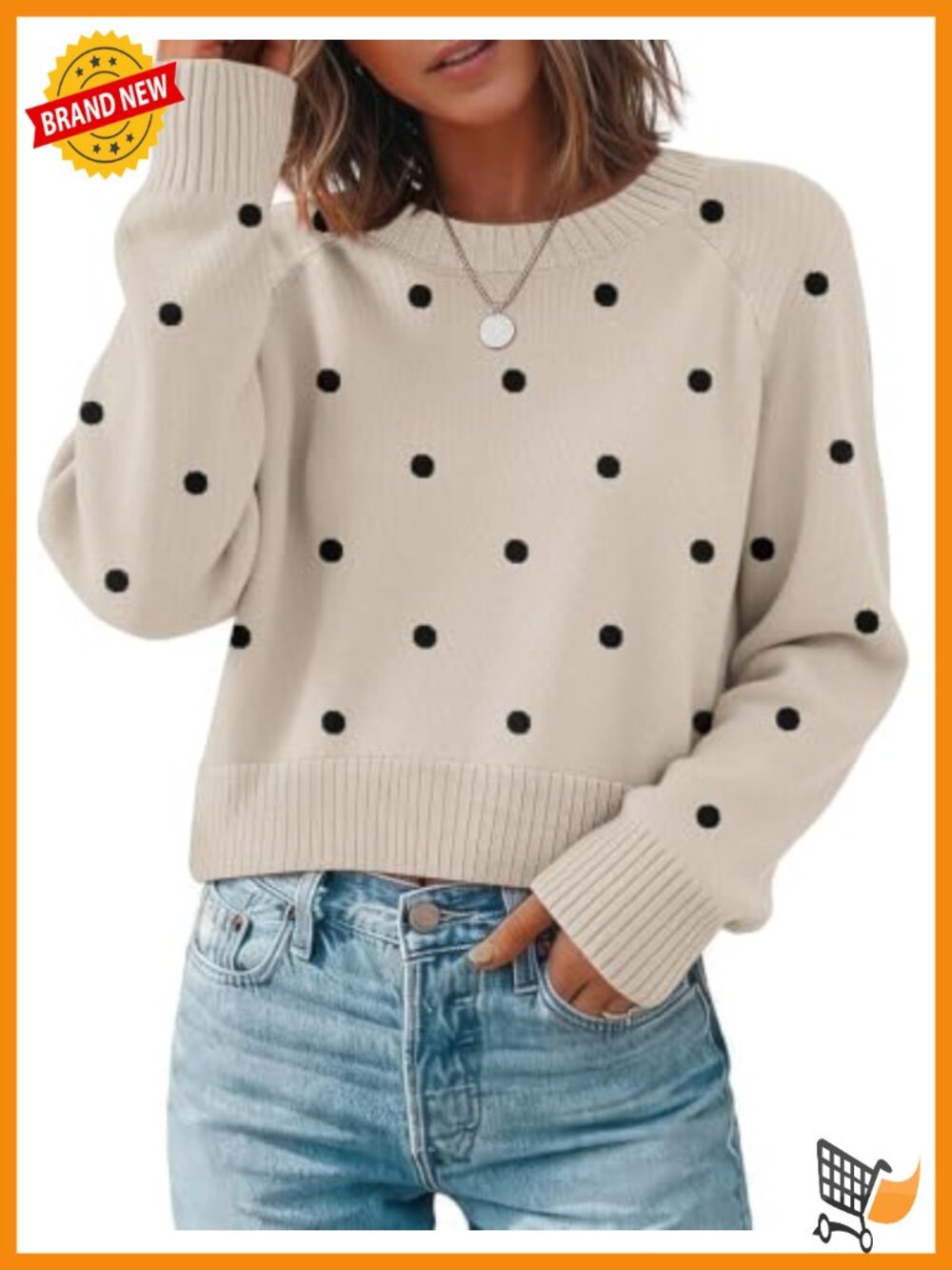 Zeagoo Cropped Crewneck Knit Sweater Long Sleeve Pullover Fall Winter Top